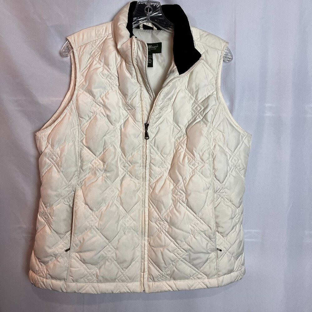 Women's White Eddie Bauer Quilted down Vest Size L